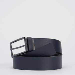 Cintura uomo reversibile con fibbia ad ardiglione Piquadro nero/blu