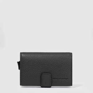 Porta carte di credito in metallo/pelle Piquadro Nero