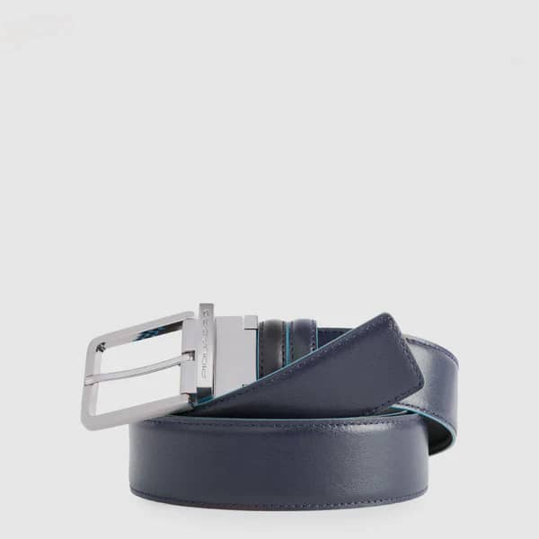 Cintura uomo reversibile con fibbia ad ardiglione Piquadro NERO/BLU - immagine 2