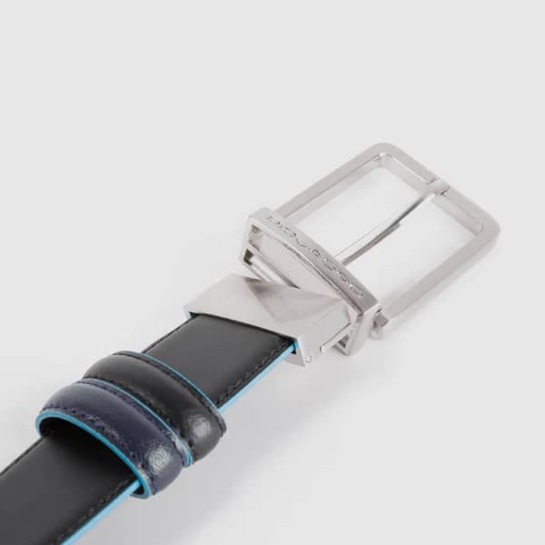 Cintura uomo reversibile con fibbia ad ardiglione Piquadro NERO/BLU - immagine 3