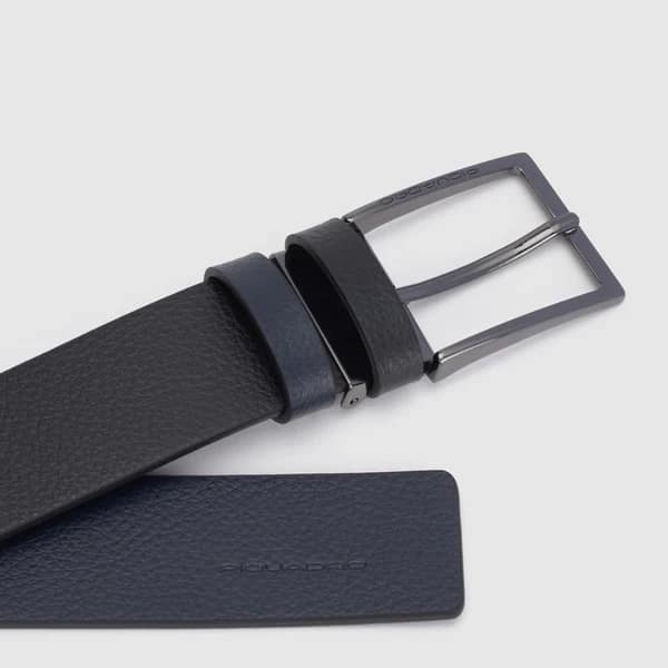 Cintura uomo reversibile con fibbia ad ardiglione Piquadro nero/blu - immagine 4