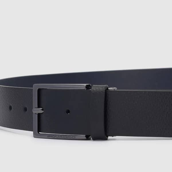 Cintura uomo reversibile con fibbia ad ardiglione Piquadro nero/blu - immagine 5