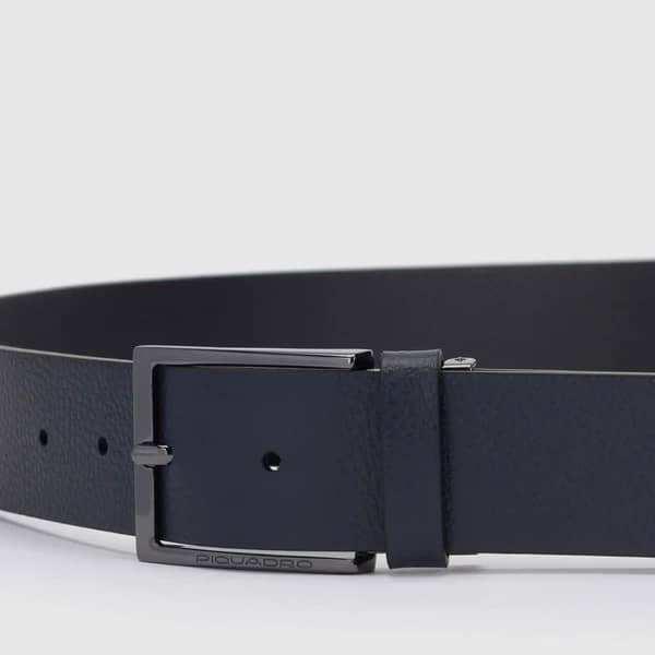 Cintura uomo reversibile con fibbia ad ardiglione Piquadro nero/blu - immagine 6