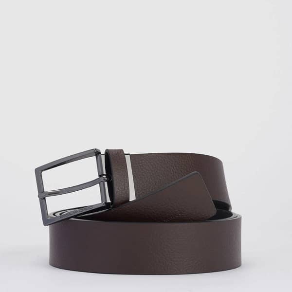 Cintura uomo reversibile con fibbia ad ardiglione Piquadro nero/marrone