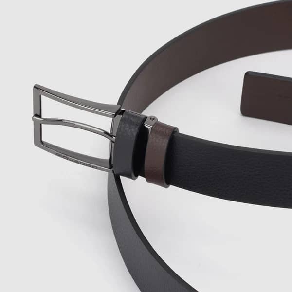 Cintura uomo reversibile con fibbia ad ardiglione Piquadro nero/marrone - immagine 2