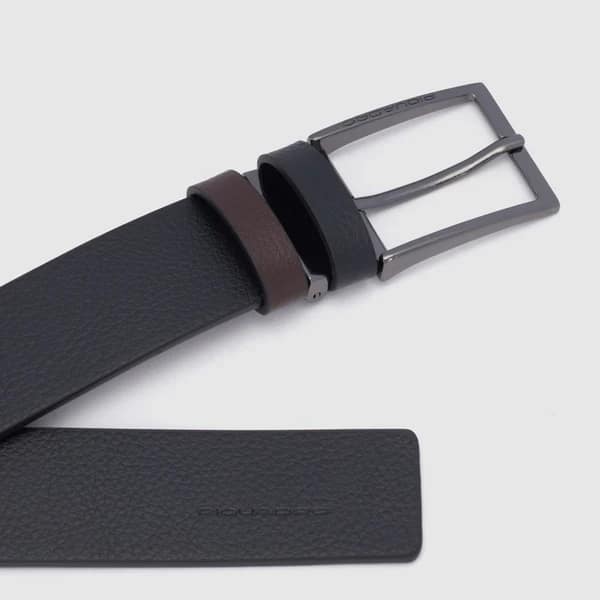 Cintura uomo reversibile con fibbia ad ardiglione Piquadro nero/marrone - immagine 3