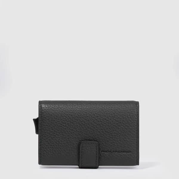 Porta carte di credito in metallo/pelle Piquadro Nero
