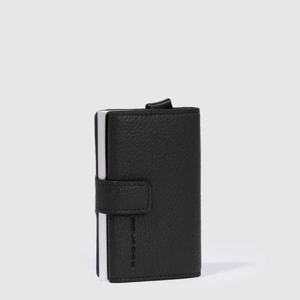 Porta carte di credito in metallo/pelle Piquadro Nero - immagine 2
